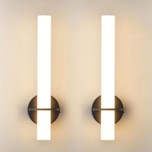 Black Battery Operated Wall Sconce Set of 2,Rechargeable Wireless Wall Lights with Remote Control,Dimmable,3000K-6000K,360 Rotation, Cordless Wall Lighting for Living Room,Bedroom,Stairway,18 Inch
