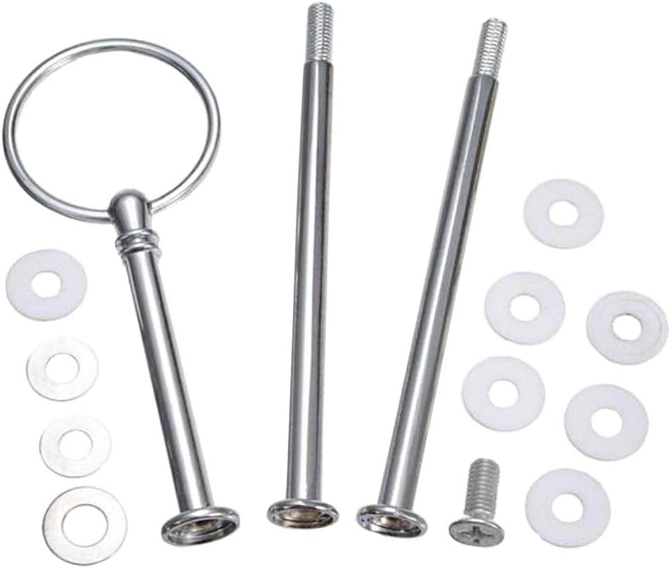 1Set 3 Tier Heavy Duty Metal Cake Stand Handle Fruit Dessert Cupcake Plate Stand Centre Handle Fitttings Round Hardware Rod Holder with Stylus(Silver)