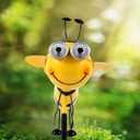 Metal Bee with Solar Light Eyes Bee Yard Art Garden Decorations - Decorative Garden Stakes for Garden Lawn Fence Backyard Patio Outdoor Wall Art Gifts