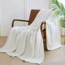 Aganear Cooling Blanket for Hot Sleepers,Lightweight Cotton Summer Blanket of Rayon Derived from Bamboo.Waffle Weave Luxury Throws for Bed,Couch and Sofa.White,66x90 Inches