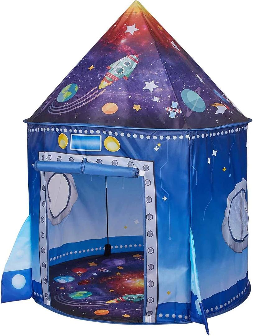 Rocket Ship Space Pop Up Play Tent for Kids-Astronaut Pretend Playhouse Gift for 3-5 Year Old Girls Boys 