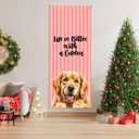 Pink Golden Retriever Door Cover Banner, Life Is Better with a Golden Front Door Cover Photography Background Decor for Porch Entryway Wall Hanging Decoration, 35 * 79 Inch