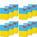 Humyoun 30 Pcs Snow Princess Gift Bags Birthday Party Favor Goodie Candy Treat Paper Bag with Handle Bulk Princess Birthday Party Supplies Decorations, 8.3 x 5.9 x 3.2 Inch (Yellow and Blue)