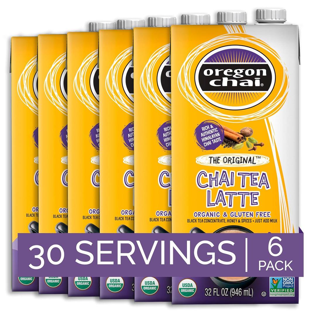 Oregon Chai Original Chai Concentrate, 32 Fluid Ounce (Pack of 6) (EXP 02/10/27)