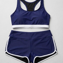 Aleumdr Tankini Swimsuits for Women 2 Piece Tummy Control Bathing Suit V Neck Tankini Top with High Waisted Bottom (Blue, XXL)