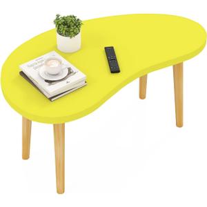 Mango Coffee Table Low Table with 4 Solid Wood Sturdy Legs,Floor Table Desk for Sitting on The Floor,19.7"D x 31.5"W x 16"H Inches,Living Room/Toy room Furniture,Rental house Furniture (Yellow)