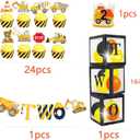 Construction 2nd Birthday Party Supplies ,Dump Truck 2nd Birthday Party Decorations Tableware Includes Box Cutout Sash Plates, Cup, Napkin, Balloon, Backdrop, Tablecloth, Banner, Construction 2nd