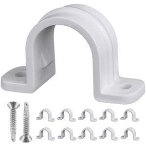 10 Set Pipe Clamps,SCH 3/4 in (Φ25MM) PVC Pipe Strap Clips,Two Hole Plastic Pipe Clamps,Conduit Strap Clamps