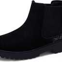 Harvest Land Girl Boots Kids Ankle Boots Warm Side Zipper Low Heel Short Booties Winter Anti-Slip Outdoor Shoes for Little Kids/Big Kids (Black)