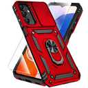 SunStory Phone Case for Samsung Galaxy A15 5G Case with HD Screen Protector & Slide Camera Cover & Rotated Ring Kickstand, [Military-Grade] Phone Case for Galaxy A15 5G (Red)
