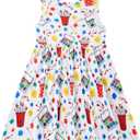 Vieille Little Girls Sleeveless Dress Cute Summer Sundress with Pocket 2-7 Years (3-4T, Back to School)