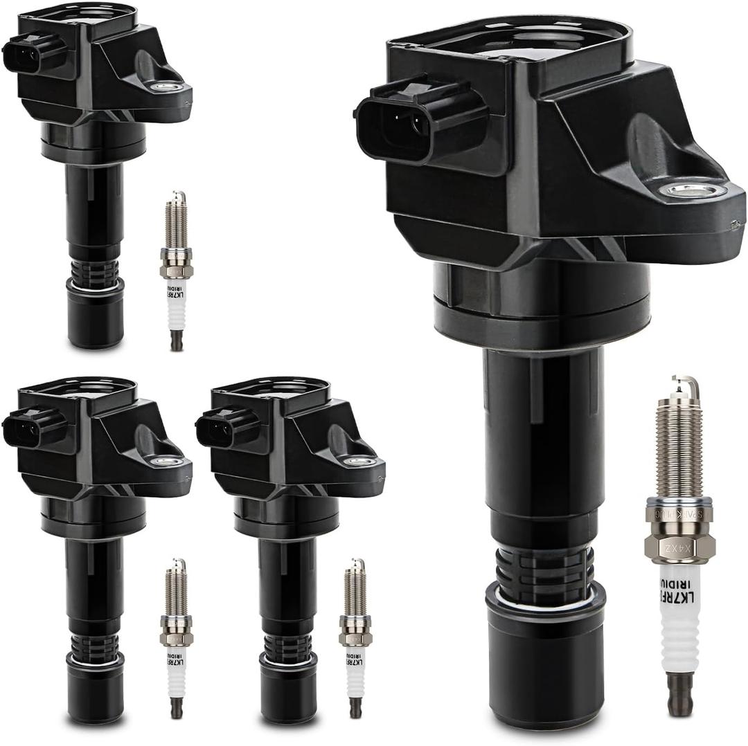 UF672 Ignition Coil & 97390 Double Iridium Spark Plug for 2012-2015 Honda Civic 1.8L L4, 2013-2015 Acura ILX 2.0L L4, 2016 Honda HR-V 1.8L L4 Replaces# 30520R1AA01 C1823