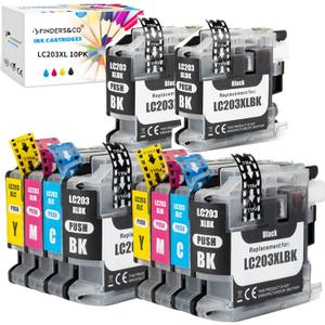 F FINDERS&CO LC203 Ink Cartridges for Brother LC201 LC201XL LC203XL Ink to Work with Brother MFC-J460DW MFC-J480DW MFC-J485DW MFC-J680DW MFC-J885DW Printer (4BK 2C 2M 2Y, 10 Pack)