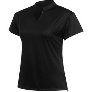 Women Golf Tennis Shirts,Athletic Women T-Shirts V-Neck Tops Short Sleeve Collarless Shirts (L)