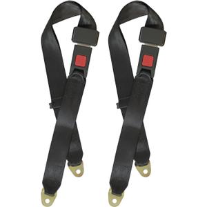 MOHEEN Universal Lap Seat Belt 2 Point Adjustable Safety Seat Belt for Go Kart, Club Golf Cart, 2 Pack in Black,48 Inch