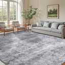 8x10 Area Rug for Living Room, Machine Washable Low Pile Rug Non Slip Foldable Large Soft Area Rug for Bedroom Under Bed,Dining Room Clearance, Big Carpet(Gray/Blue,8'x10')