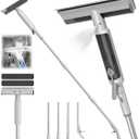 4 in 1 Window Squeegee with Water Tank,Window Cleaner Tool with Remote Control Water Spray,16'' to 72'' Adjustable Extension Pole,Wastewater Tray,Sponge Window Squeegee for Shower Glass Car Window