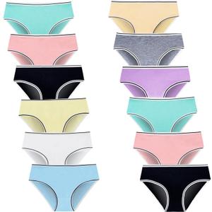 Teen Girls Underwear for 12 Pack Cotton Briefs (L, Multicolor, 8-16Years)
