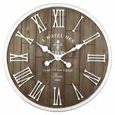Large Wall Clock 26.77" Round - Silent Metal & Wood Large Farmhouse Wall Clock For Living Room Decor with 3D Roman Numerals - No Ticking - Noiseless Big Wood Decorative Clocks for Living Room Decor
