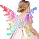 Electric Fairy Wings for Girls Light Up Butterfly Wings with Music & Motion, Adjustable Straps for Kids 4-12, Lightweight Costume Accessories for Halloween, Birthday Party & Dress Up Play