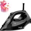 Steam Iron for Clothes, 1500W Iron with Rapid Heating, Non-Stick Ceramic Soleplate, Burst of Steam, Self-Cleaning, Auto-Off, Anti-Drip, 11.84oz Water Tank Ironing Clothes for Home, Black