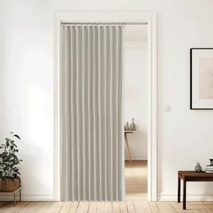 NICETOWN Door Curtain for Doorway, Closet Curtain for Open Closet, Thermal Insulated Privacy Blackout Grommet Drape 80 inches Long for Room Divider, 1 Panel, Natural, 60 x 80 Inch