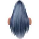 Blue Wig with Bangs Long Straight Blue Wig for Women Girls Heat Resistant Synthetic Hair for Cosplay Party Halloween Costume