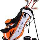 Precise X7 Kids Golf Clubs Set for Ages 3-5, 6-8, 9-12 | Right Hand Girls & Boys Golf Clubs with Lightweight Graphite Shafts, Hybrid & Stand Bag
