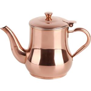 OUKENS Stainless Steel Teapot, 500ml Rose Gold Modern Gooseneck Tea Kettle for Pour Over, Coffee Pot with Removable Infuser, for Loose Leaf Tea Brewing, Home Kitchen, Hotel