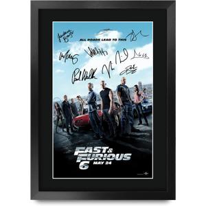 HWC Trading Fast & Furious 6 Vin Diesel 16 x 12 inch Gifts Printed Poster Signed Autograph Picture for Movie Memorabilia Fans - 16" x 12" Framed