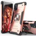 for Galaxy A71 5G Case with Screen Protector,Shockproof Drop Test Slim Fit Case with Car Mount Kickstand Lightweight Protective Cover for Galaxy A71 5G,Rose Gold
