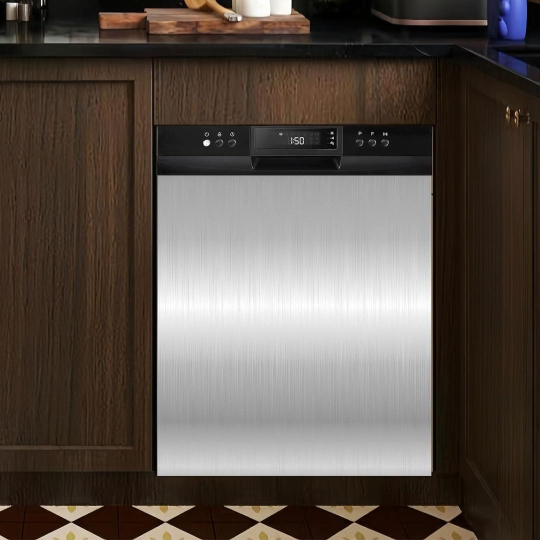 23 x 26 in Magnetic Dishwasher Cover Kitchen Decor, Refrigerator Magnet Cover, Dishwasher Covers Decorative (Sliver)