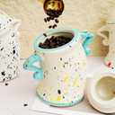 Canister With Attitude,Large Capacity Cute Sassy Tea Pot Storage with Airtight Lid Fun Food Jar Stylish Teapot Large Ceramics Lid, Creative for Coffee, Tea, Sugar, and Spices,With Spoon (Cyan)