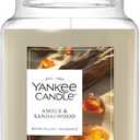 Yankee Candle Amber & Sandalwood, Scented Candle, 22oz Large Jar with up to 150 Hour Burn Time, Giftable