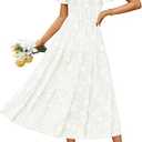 ZESICA Wedding Guest Dresses for Women Summer 2026 Boho Floral Midi Dress Flowy Beach Vacation Graduation Long Dresses. White XL