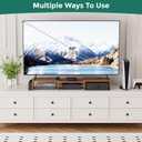 Dual Monitor Stand Riser, Adjustable Length & Swivel Angle Monitor Stand, Ergonomic Monitor Stand with Drawer & Side Pockets, Desktop Organizer and Office Desk Accessories, Rustic Brown