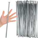 Nuenen 60 Pcs Metal Heavy Duty Stakes Landscape Anchoring Spikes Garden Edging Spikes for Artificial Turf Stakes, Paver Edging, Weed Barrier, Timber, Carpentry, Tent, Camping(12 Inch,Silver)