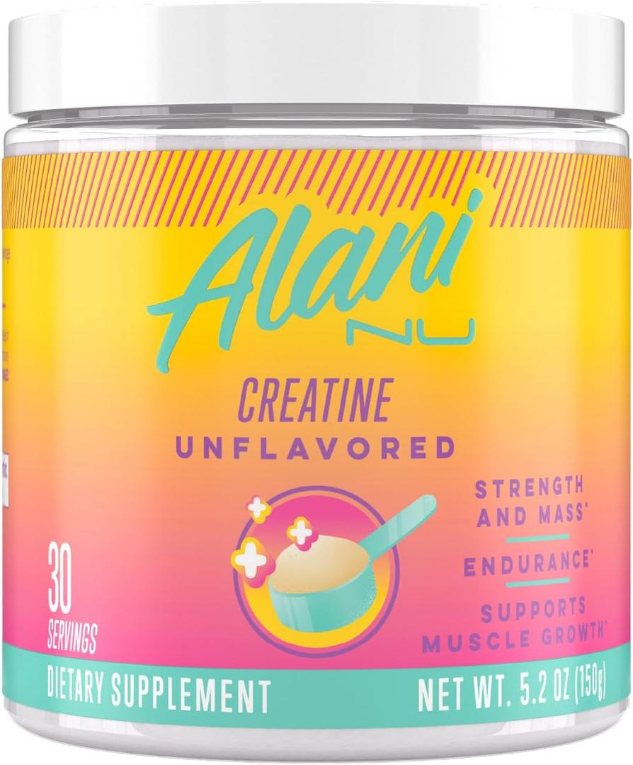 Alani Nu Creatine Monohydrate Powder | Unflavored | Micronized Creatine Powder | Gluten Free | Sugar Free | Vegan | 30 Servings (EXP 03/31/28)