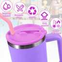 Mity rain 2PCS Silicone Tumbler Flip Straw Lid for Stanley Cup 40OZ, Spill Proof Lid Compatible with Stanley Quencher Flip Straw Lids for Replacement (Purple)