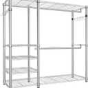 Simple Trending Portable Closet Wardrobe, Heavy Duty Clothing Clothes Rack with Adjustable Shelves for Hanging, Freestanding Garment Racks Loads 450LBS, Chrome