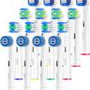 16 Pack Replacement Heads for Oral B Braun- Includes 4 Sensitive Brush, 4 Precision Brush, 4 Deep Cleaning, 4 Floss Cleaning Toothbrush Heads