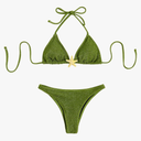 SOLY HUX Women's Sexy Halter Triangle Bikini Set Tie String Swimsuit High Cut Thong Two Piece Bathing Suit M