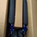 Medline Lightweight Foldable Transport Wheelchair with Handbrakes and 12-Inch Wheels, Blue Frame, Black Upholstery