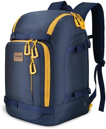 Goloni 50L Ski Boot Bag with Rubberized Exterior/Waterproof Bottom for Skis, Snowboard, Ski Helmet, Accessories