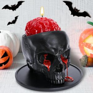 Halloween Decorations Indoor - Halloween Candle, Skull Bleeding Candle Gothic Decorations for Home Table Bar Indoor Room - Spooky Decor for Table Room, Black