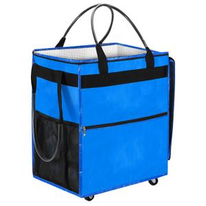 Neverwhy Reusable Grocery Bag on 5 Wheels - 84L Foldable Rolling Tote Bag Shopping Cart with Handles, Carries Up to 90 LBS, Blue