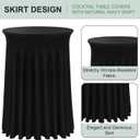 Bdcc Cocktail Table Covers - 2 Pack 32"x 43" Black Cocktail Table Tablecloth with Natural Wavy Round Skirt for Bar Wedding Party Banquet