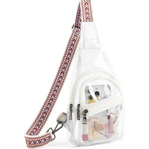 Clear Bag for Stadium Events Approved Clear Purses for Women Crossbody Transparent Bag Stadium Bags for Concert Sport (2-1 White)