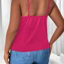 WDIRARA Women's Plus Size Rhinestone Crisscross Spaghetti Strap Cami Top (Pink)