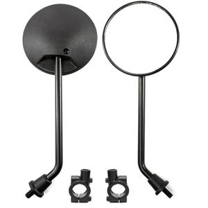 Kucehiup Motorcycle Side Mirror 4 inches Round Rearview with 10mm Handlebar Mirror Mount Holder Clamp Adaptor (Black 1)
